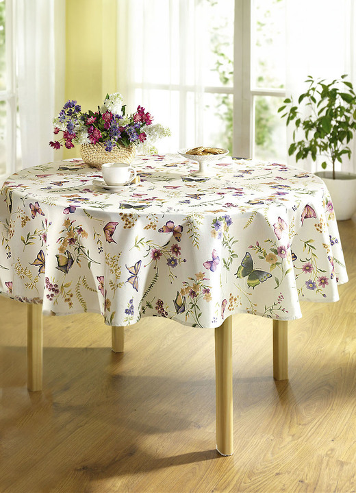 Heimtextilien - Frühlingshaft bedruckte Tisch- und Raumdekoration, in Größe 146 (Läufer, 40x140 cm) bis 450 (Stuhlkissen, 42x 42 cm), in Farbe CREMÉ/BUNT Ansicht 1