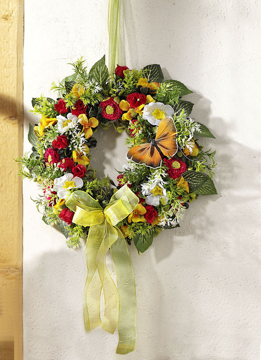 Kunst- & Textilpflanzen - Wand- oder Türschmuck mit Frühlingsblumen, in Farbe  Ansicht 1