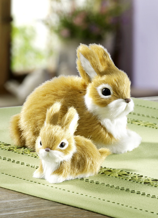 Ostern - Hasen, 2er-Set, mit weichem Kunstfell, in Farbe HELLBRAUN Ansicht 1
