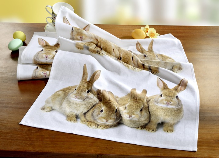 Geschirrtücher - Geschirrtücher mit Hasen-Motiv, 2er-Pack, in Farbe WEISS Ansicht 1