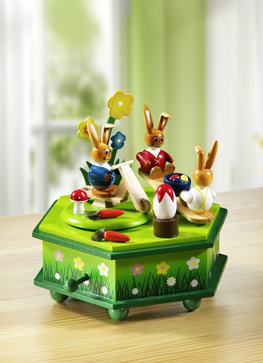 Ostern - Spieluhr aus Holz, in Farbe GRÜN