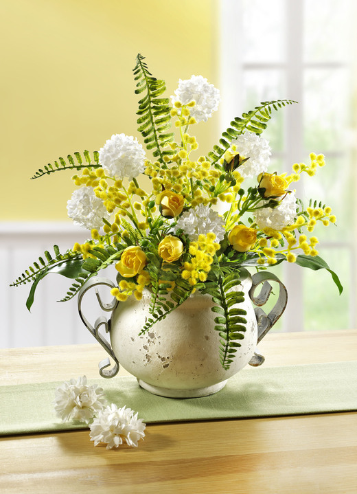 Ostern - Allium-Gesteck im Topf, in Farbe WEISS-GELB