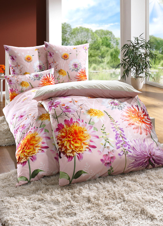 Bettwäschegarnituren - Bettwäsche-Garnitur in Soft-Renforcé Qualität, in Größe 111 (40x80 cm + 135x200 cm) bis 115 (80x80 cm + 155x220 cm), in Farbe ROSA Ansicht 1