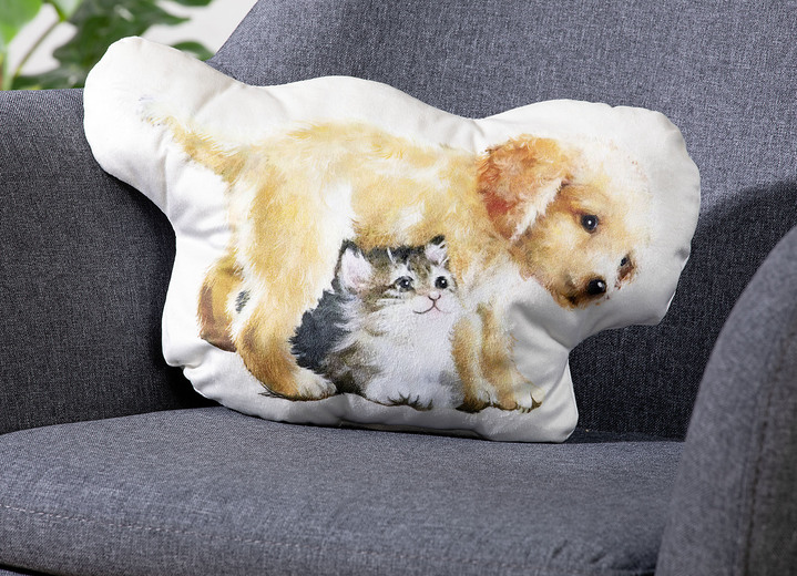 Dekokissen & Hüllen - Formkissen mit Hund und Katze, in Farbe BUNT Ansicht 1
