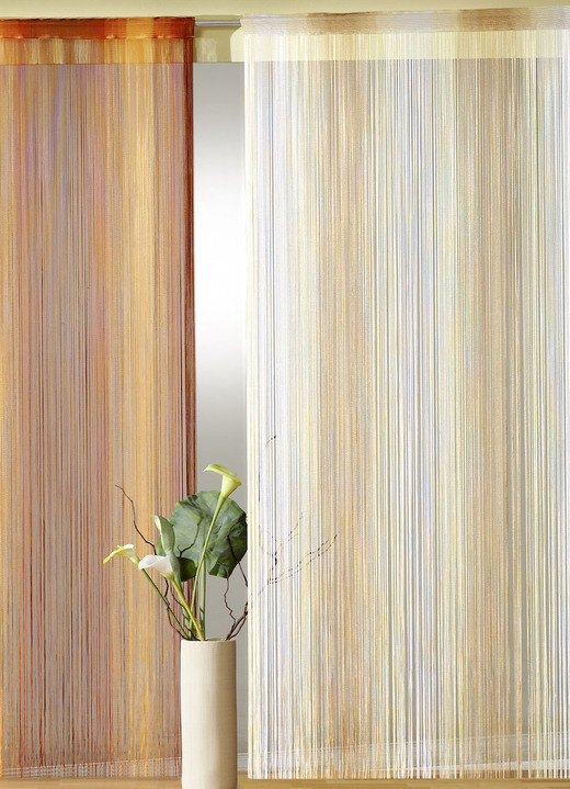 Modern - Fadenvorhang für Vorhangstange und -schiene, in Größe 305 (H160xB 98 cm) bis 310 (H245xB148 cm), in Farbe KARAMELL Ansicht 1
