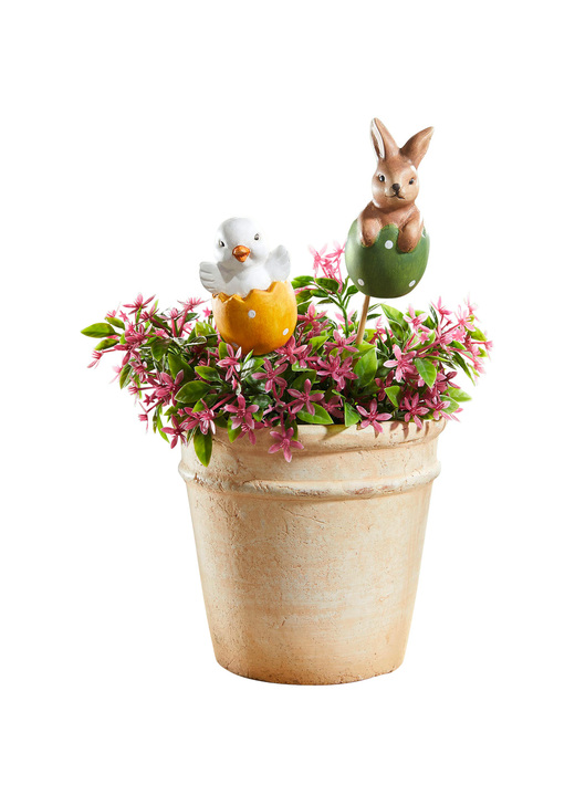 Ostern -  Frühlingsdekoration 2er-Set, aus Terrakotta, in Farbe GRÜN-ORANGE, in Ausführung Deko-Stab, 2er-Set Ansicht 1
