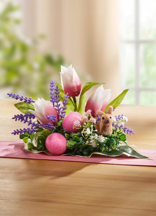 Ostern - Bezauberndes Tischgesteck, in Farbe ROSA-GRÜN