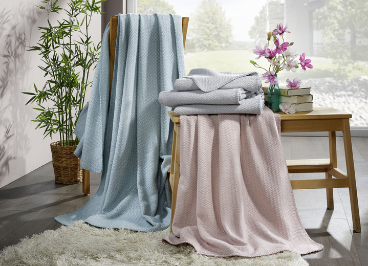 Decken - Wohndecke mit Zick-Zack-Dessin, in Farbe GRAU