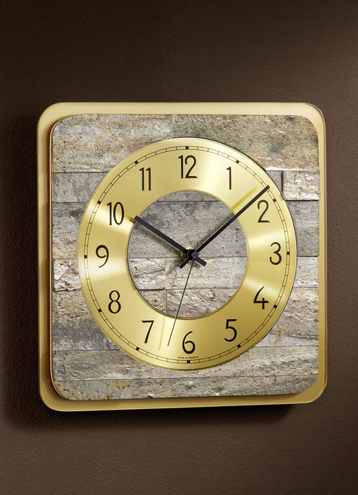 Uhren - Wanduhr aus dem Hause AMS mit Funkuhrwerk, in Farbe GRAU-GOLD