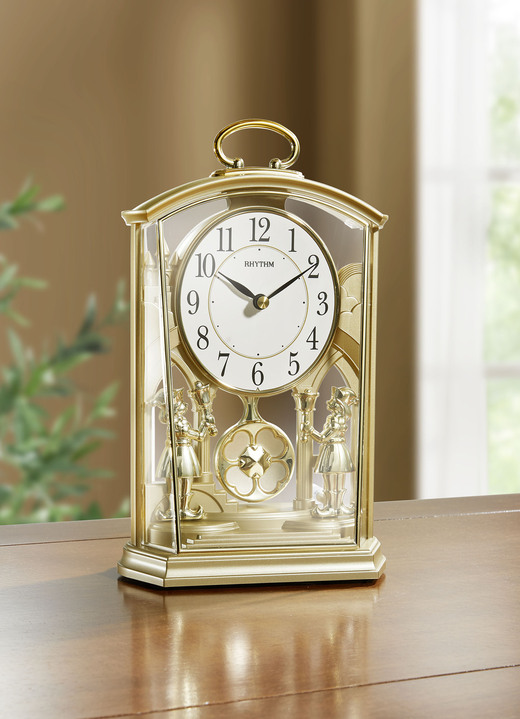 Uhren - Tischuhr mit langsamem Schwingpendel, in Farbe GOLD