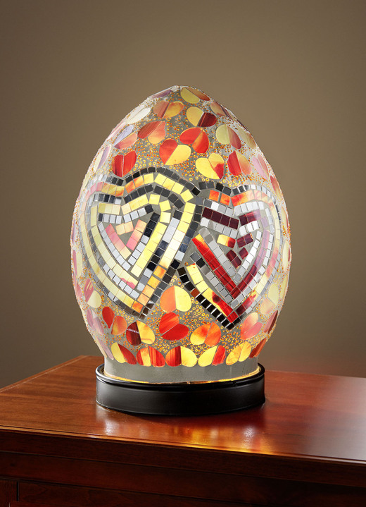 Tischlampe - Tischlampe mit Mosaik aus Glasstücken, in Farbe WEISS-PINK Ansicht 1