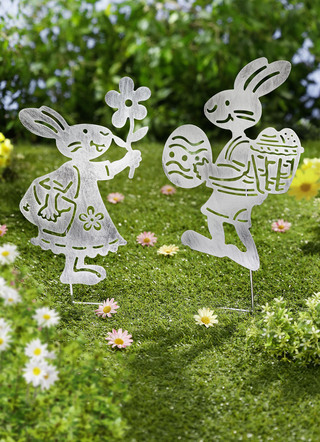 Gartenstecker «Hasenpaar», 2er-Set