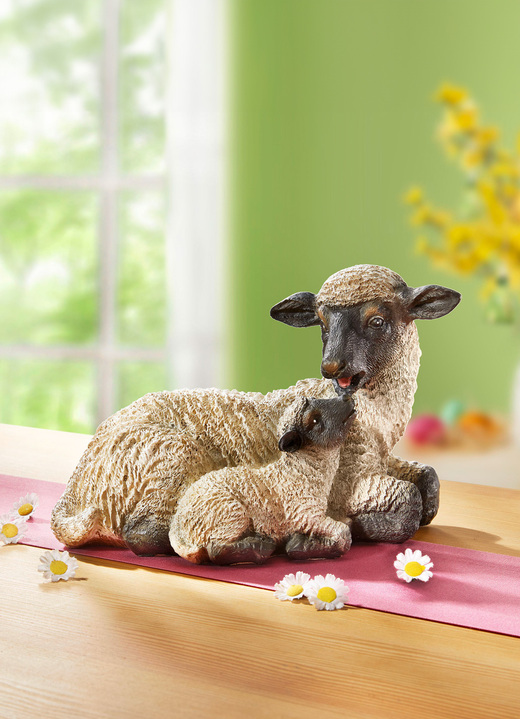 Ostern - Schaf mit Lämmchen, in Farbe WEISS-SCHWARZ