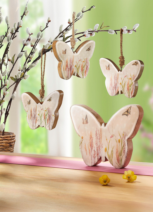 Ostern - Deko-Schmetterling aus Mangoholz, in Farbe NATUR-WEISS, in Ausführung Deko-Schmetterling