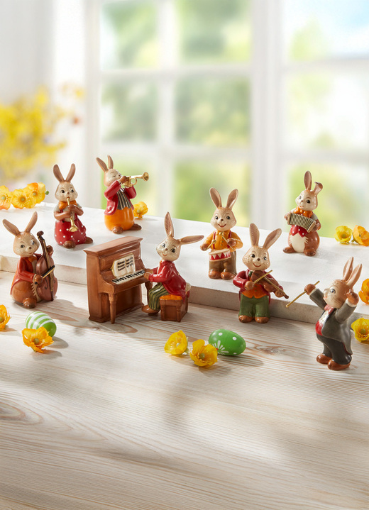 - Hasenmusiker aus Feinsteingut, in Farbe BUNT, in Ausführung Hase mit Trommel