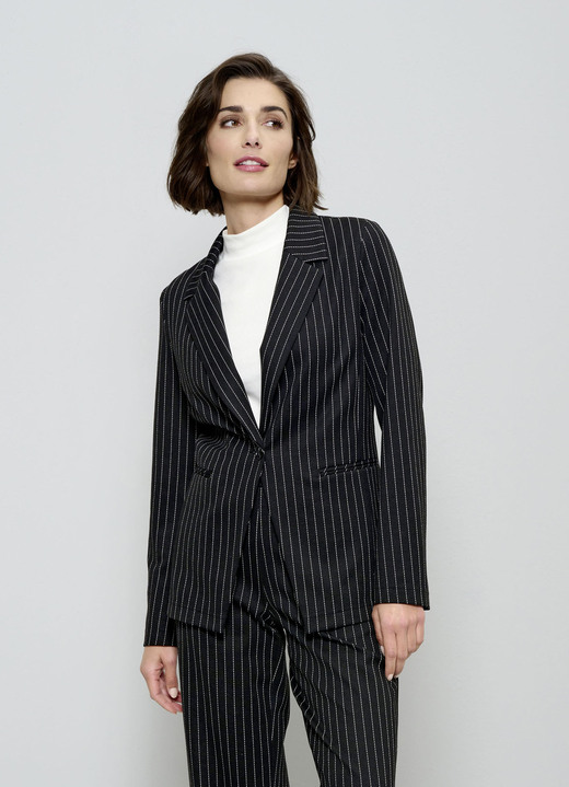 Blazer & Anzüge - Blazer mit Streifendessin, in Größe 022 bis 052, in Farbe SCHWARZ-WEISS Ansicht 1