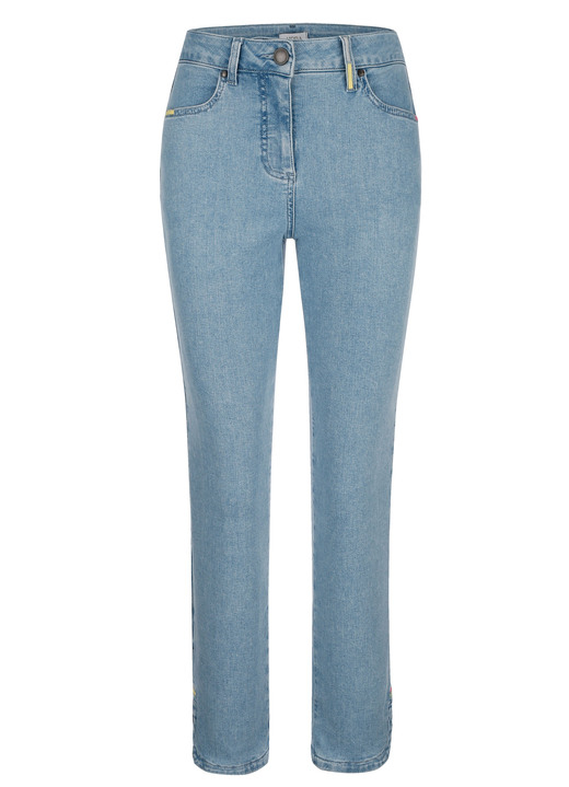 Hosen - Knöchellange Jeans in 5-Pocket-Form, in Größe 038 bis 052, in Farbe HELLBLAU Ansicht 1