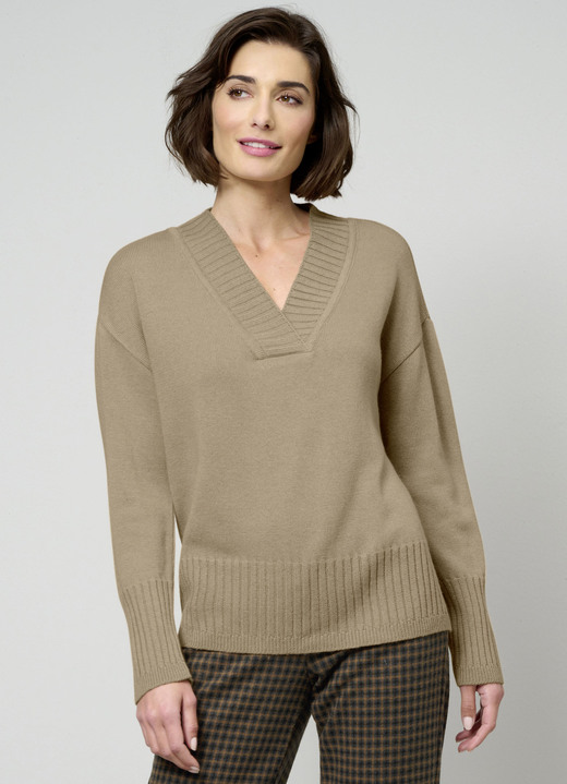 Langarm - Pullover mit Kaschmir , in Größe 038 bis 052, in Farbe CAMEL Ansicht 1