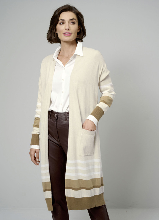 Strickjacken - Long-Strickjacke mit Kaschmir Strickjacken - Long-Strickjacke mit Kaschmir, in Größe 038 bis 052, in Farbe SAND-BRAUN