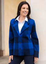 Strickblazer in grafischem Jacquardmuster 