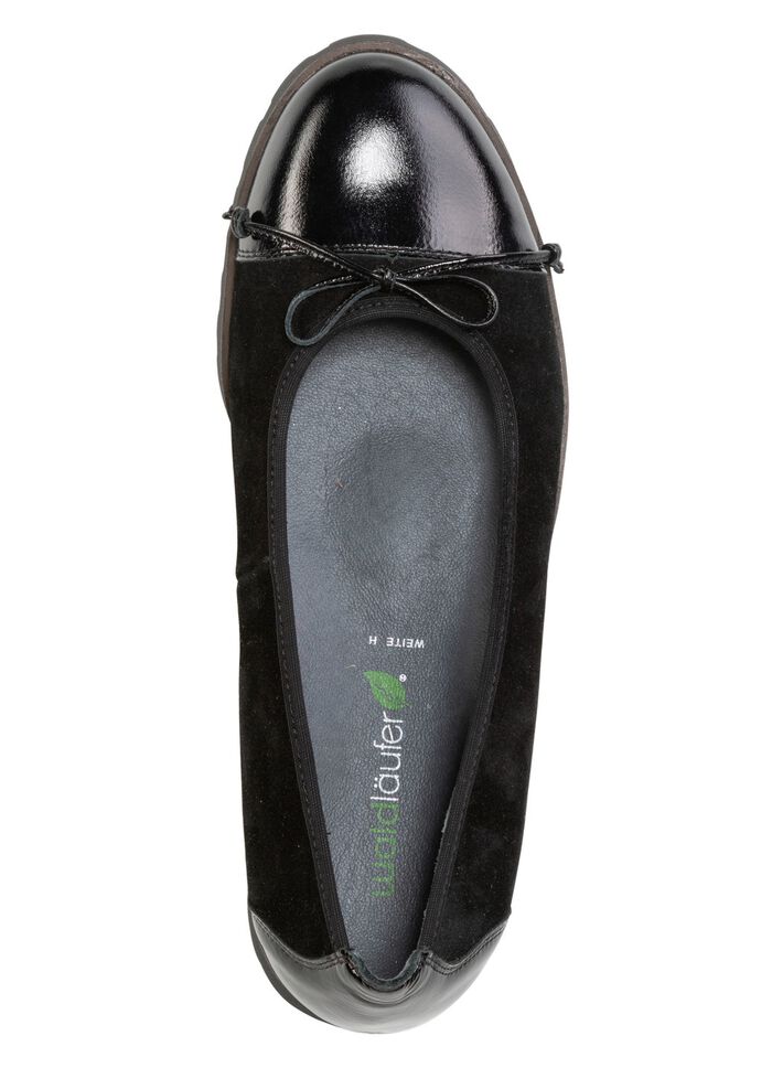 Waldl&auml;ufer, elegante Damen-Ballerinas, Weite H, mit herausnehmbarem Fussbett SCHWARZ