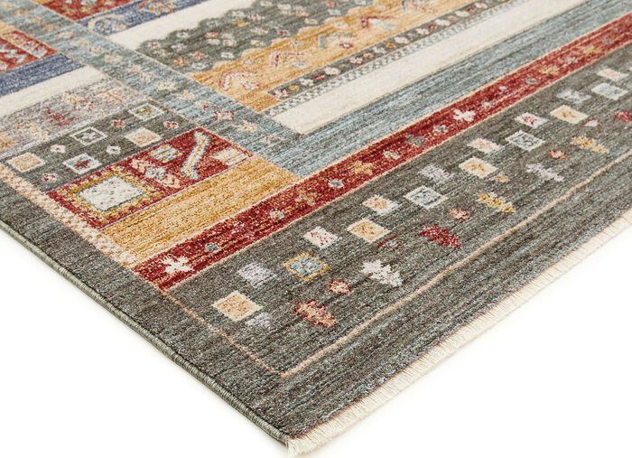 Br&uuml;cken und Teppiche mit Textil-R&uuml;ckseite GR&Uuml;N-MULTICOLOR