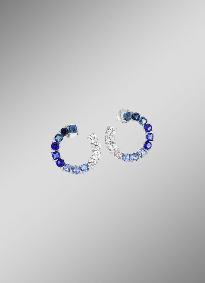 Ohrstecker mit synth. Zirkonia in Weiss und Blaut&ouml;nen 