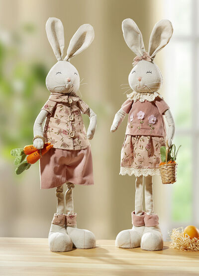 Hasenpaar, 2er-Set, aus Stoff 