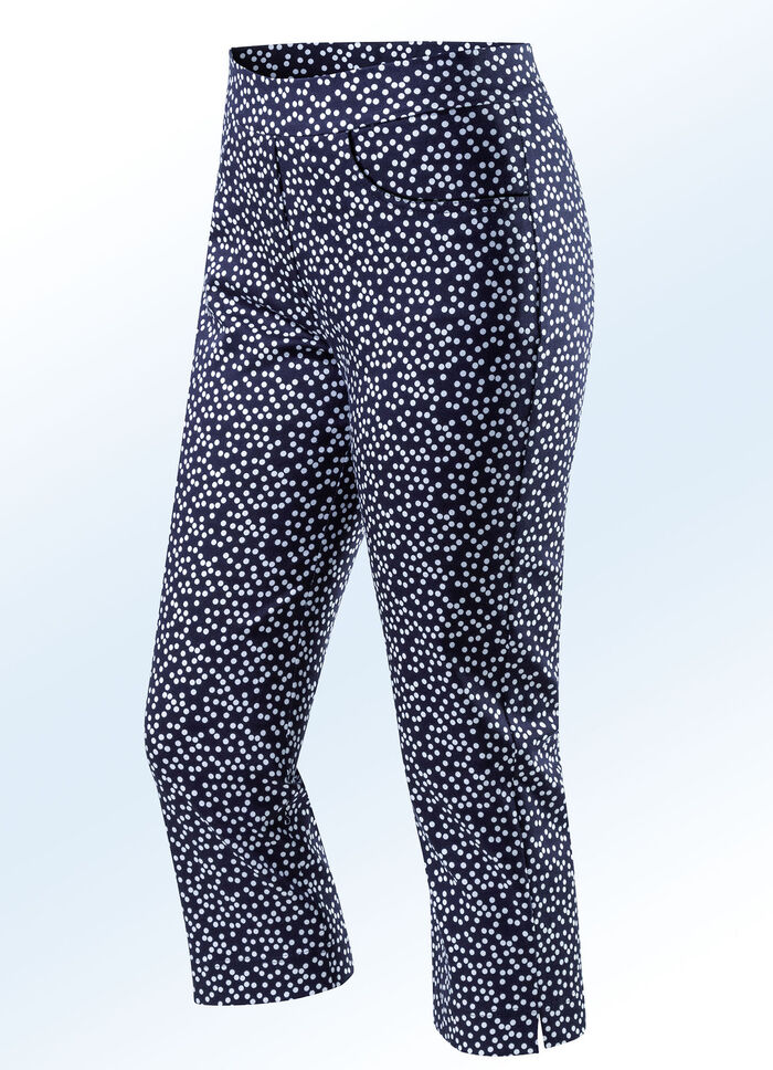 Soft-Stretch-Caprihose MARINE-WEISS