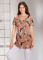 Allover gemustertes Longshirt  BRAUN-ECRU