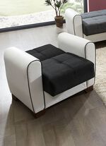 Polsterm&ouml;bel mit Bettfunktion und Bettkasten WEISS-SCHWARZ