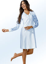 Zweierpack Nachthemden mit Knopfleiste und Bündchenabschlüssen 1X BLEU-BUNT, 1X ROSÉ-BUNT