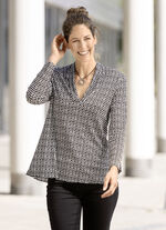 Shirt in leicht ausgestellter Form in 2 Farben SCHWARZ-ECRU
