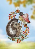 Fensterbild &laquo;Igel mit Fliegenpilz&raquo; 