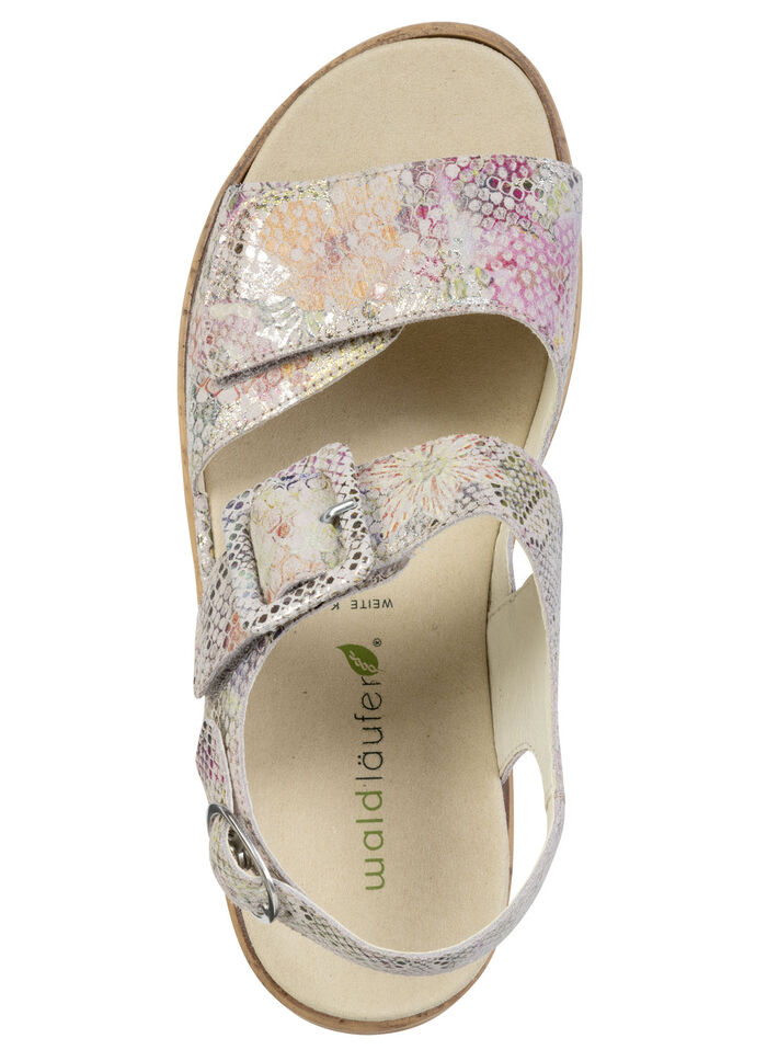 Waldl&auml;ufer, bequeme Damen-Sandaletten, Weite K, mit herausnehmbarem Fussbett ROS&Eacute;-BUNT