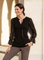 Shirt mit ausgefallener Ausschnittverarbeitung in 2 Farben SCHWARZ