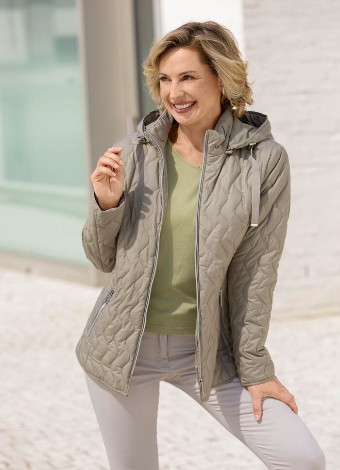 Funktionsjacke mit abnehmbarer Kapuze KHAKI