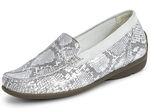 Waldläufer Mokassin-Slipper mit moderner Reptilprägung MATTSILBER