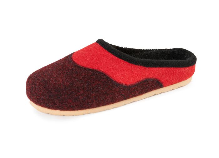 ELENA EDEN Filz-Pantoffel mit Kontrast-Einfassung ROT