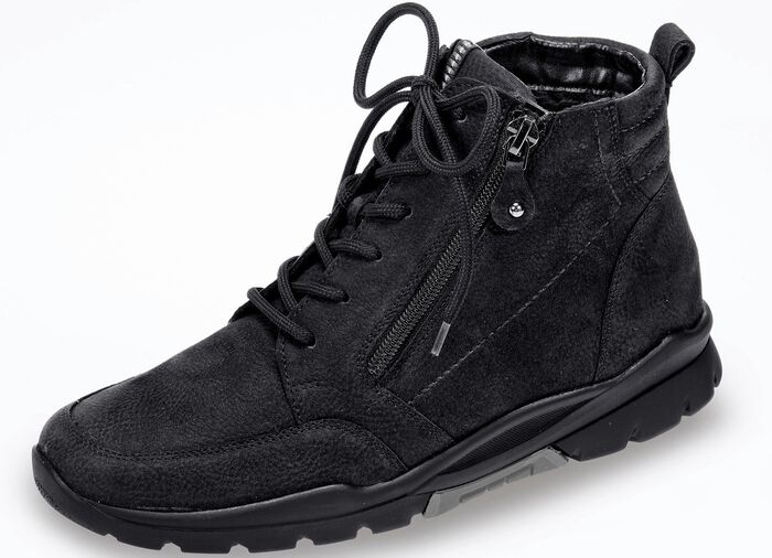 Waldl&auml;ufer, gef&uuml;tterte Damen-Stiefeletten, Winterschuhe, Weite H, mit herausnehmbarem Fu&szlig;bett SCHWARZ