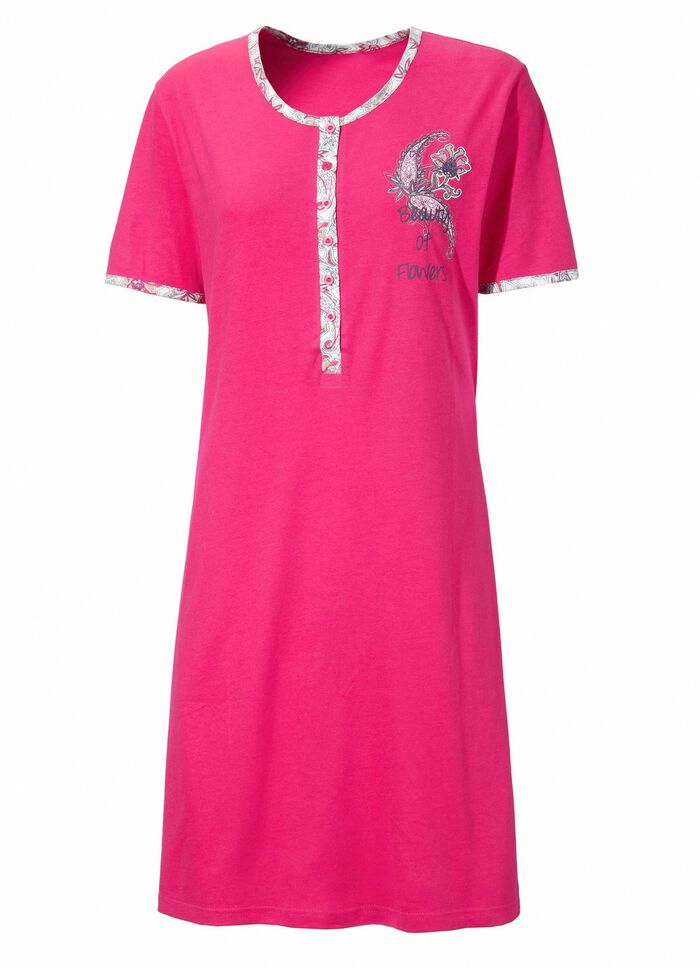 Zweierpack Nachthemden mit langer Knopfleiste, Stickerei sowie kurzen &Auml;rmeln 