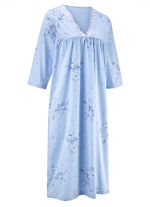 Nachthemd, 3/4-lange &Auml;rmel und V-Ausschnitt HELLBLAU-BUNT