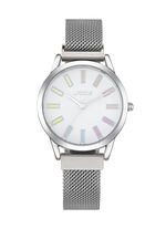 Pools-Quartz-Damenuhr mit Edelstahl-Meshband