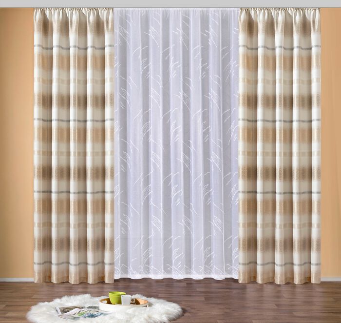 Vorhang mit Bleibandabschluss sowie Automatikfaltenband 