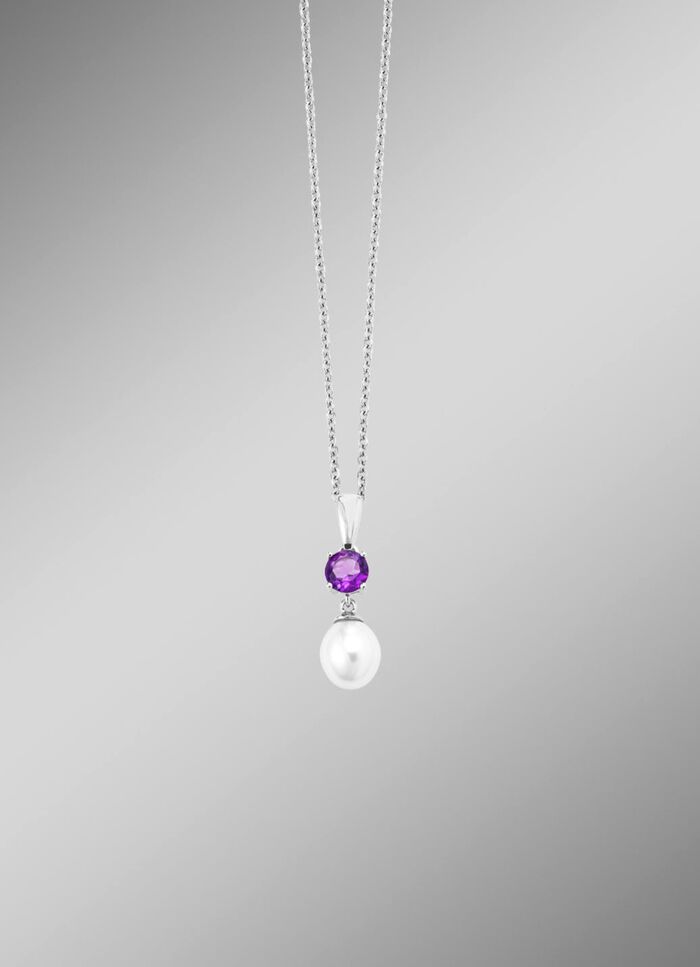Anh&auml;nger mit S&uuml;sswasser-Zuchtperle und Amethyst 