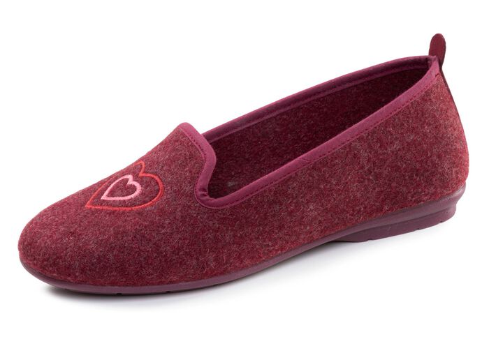 Laurina, klassische Damen-Hausschuhe, mit herausnehmbarem Fu&szlig;bett BORDEAUX