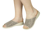 Stretch Sommerschuhe wahlweise als Pantolette oder Sandalette BEIGE-LEO