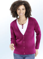 Strickjacke mit Zöpfchenmuster BEERE