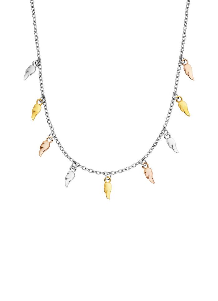 Halskette in Tricolor mit 9 Fl&uuml;gelchen 