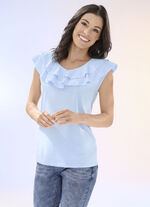 Shirt mit Volant-Besatz in 3 Farben BLEU